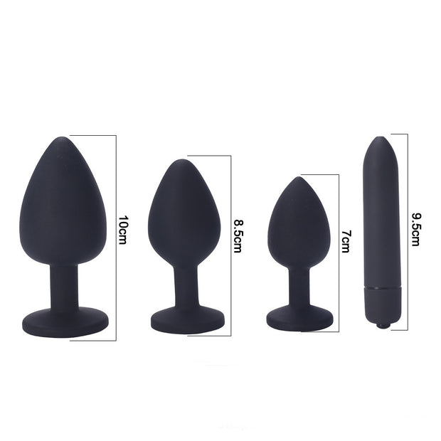 Mini-Vibratore Massaggiatore + Set Anal Plug Sex Toy Donna ABS + Silicone Waterproof 22072212